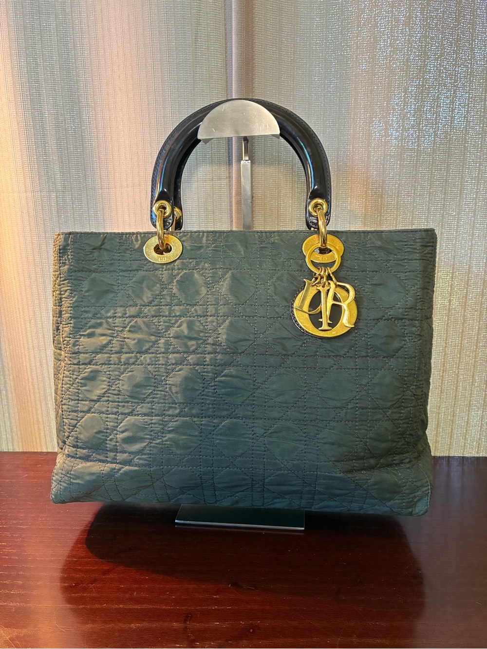 Dior Green Quilted Lady Dior Tote with Gold Hardware